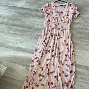 Blush pink floral maxi